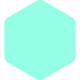 Mint green hexagon shape on white background.
